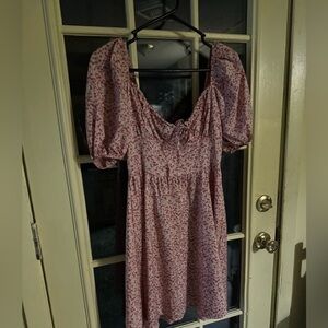 Pink Floral Puff-Sleeve Sundress